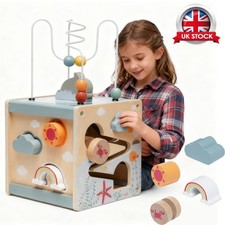 6 in 1 Wooden Activity Cube Kids Educational Multipurpose Baby Learning Toys