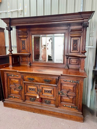 Large victorian oak mirror - large,