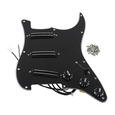 Alnico 5 Dual Rails SSS ST 11 Holes Prewired Loaded Guitar Pickguard Black 3Ply 