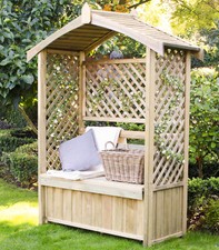 Wooden Garden Arbour Seat Bench with Trellis Forest Lyon - Pressure Treated
