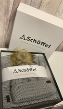 Schoffel Bakewell Grey Cable Knit Bobble Hat and Long Scarf Set New in Box