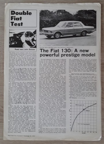 Fiat 130 saloon road test - road,