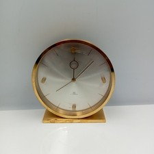 Vintage Swiza 7 Jewels 8 Day Swiss Made Desk Alarm Clock Mid Century