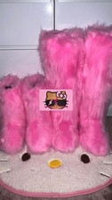 Pink Girly Knee High Faux Fur