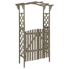Solid Firwood Pergola with Gate Wooden Garden Arch Gate Brown/Grey vidaXL