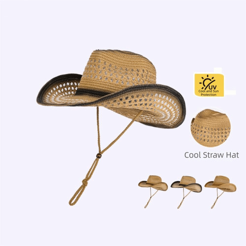 Sunscreen straw hat - straw, western