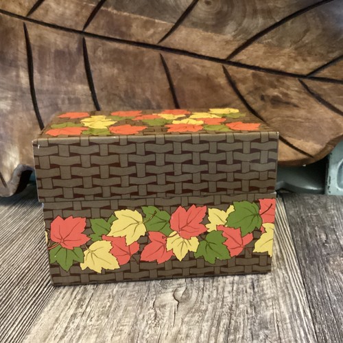 Vintage metal recipe box - vintage, brown