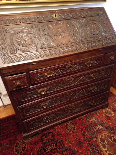 Georgian oak bureau - georgian, circa