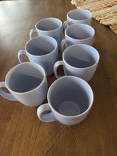 Vintage Corelle Stoneware Periwinkle Light Blue Coffee Mugs Cups Set Of 7