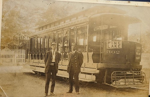 Vintage postcard trolley - vintage,
