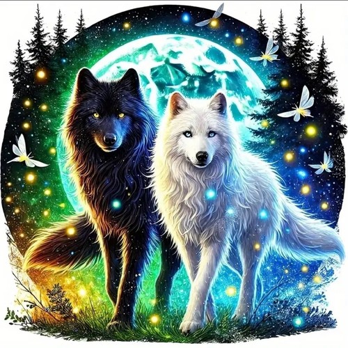 Black white wolf - black,