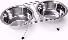 Stainless Steel Double Pet Bowl Raised Feeding Station for Dogs and Cats