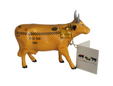 Cow Parade 'Taxi Cow' Figurine Item# 9160 Excellent Used Condition Vintage 2000