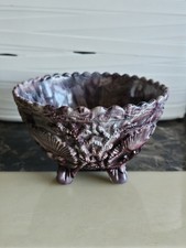 Antique Purple Slag Marble Effect Footed Bowl Dish Seashell Design