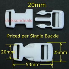 Side Release Clip Buckle for 20mm 0.75 Inch Webbing Strap White Delrin Plastic