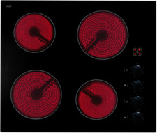 Cookology Ceramic Hob 60cm with 4 Cooking Zones & Dial Controls - Black CEK601