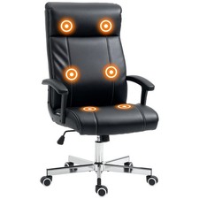 Vinsetto Massage Office Chair PU Leather Computer Chair w/ Tilt Function Black