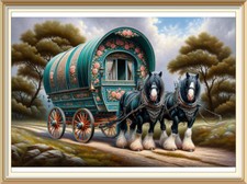 Landscape Home Wall Art Print Romany Gypsy Wagon Traveller Bow Top Caravan R42