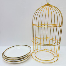 Luxury 3-Tier Gold Cake Stand with Ceramic Plates – Wedding & Party Display