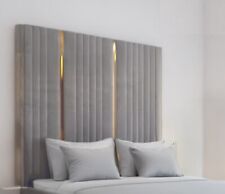 Floor Standing Gold Stripe Plush Velvet Bed Headboard 50" 70" 80" and 90" Height