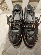 Black Buckle Chunky Platform Shoes Gothic Size 7