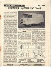 Commer ¾ ton F/C Van Motor Trader Service Data No. 337 1960