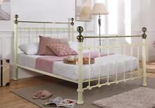 Brass, Ivory Cream,Traditional Antique Victorian Metal Bed Frame,Double,5ft King