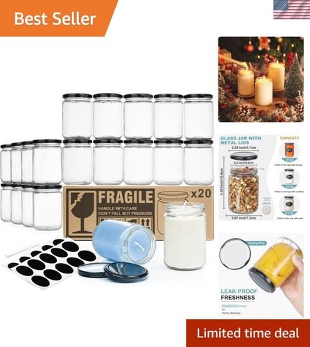 Bpa free 12oz glass - jars, 20