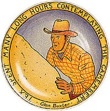 GLEN BAXTER PLATE - TEX SPENT MANY LONG HOURS CONTEMPLATING THE CAMEMBERT