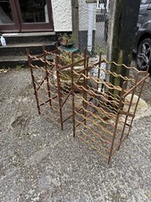 Pair Regency Georgian antique wrought iron country house cellar wine racks large