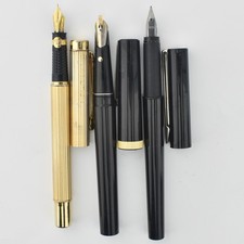 3x VTG Fountain Pen Osmiroid Italic B4 Nib, WHS Made in England & Pen Quest Gold