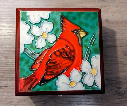 Cardinal jewelry box - box, inlaid