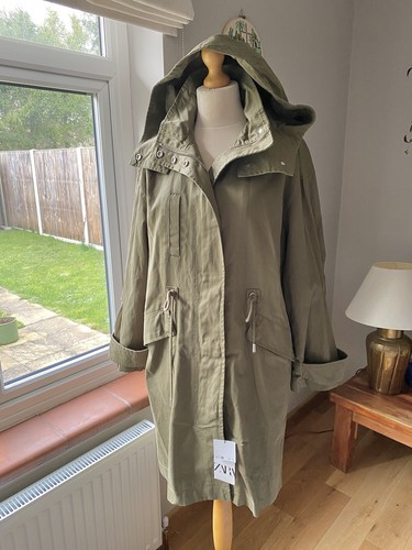 Zara khaki green hooded - zara,