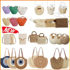 Women Boho Straw Woven Handbag Summer Beach Tote Bag Round Rattan Shoulder Bags!