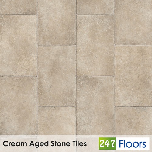 Cream aged stone tile effect - stone,