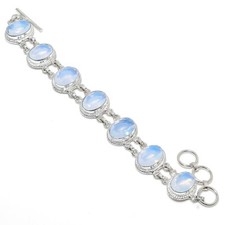 Fire Opal Gemstone Handmade 925 Sterling Silver Jewelry Bracelet Sz 7-8"