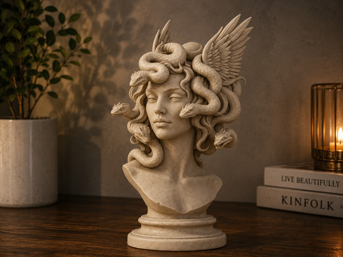 Winged medusa bust - winged, –