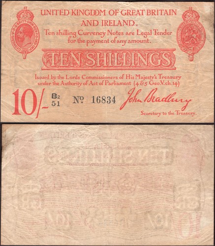 Bradbury ten shillings - bradbury.,