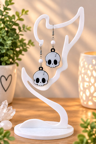 Halloween skull earrings - skull, with