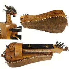 Carved Dragon Head Hurdy Gurdy 6 strings 24 key inlay shell Purflings Good Sound