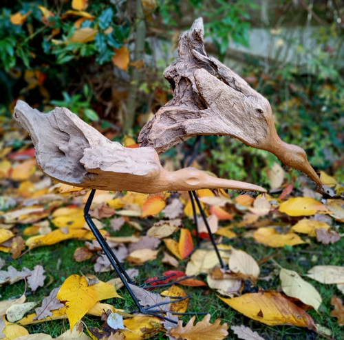 Two artist hand - carved, wood