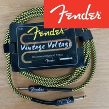 NEW Fender Vintage Voltage Guitar Bass Lead cable 3metre 10ft Black &Gold/Yellow