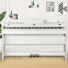 ♬ White Mustar Digital Piano 88 Semi Weighted Keys 3 pedals Wooden Stand LED