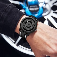 DOM Men's Watch Magnetic Ball Quartz Black Wristwatch Waterproof Stainless Steel