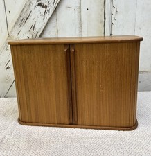 Vintage Mid Century Teak Tech Tambour Door Wall Mount Cabinet Dallas