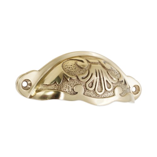 Floral cup pull - floral, brass