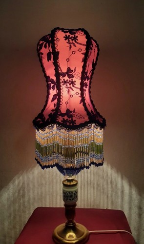Victorian blue lampshade - , with