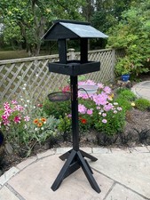 Garden Wooden Bird Table Bird Feeding Station Feeder Stand Water Bath Seed Tray