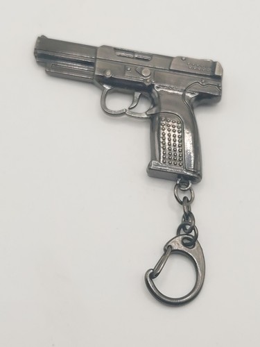 Miniature metal gun keyring - miniature,