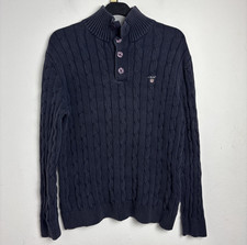 gant cable knit jumper Button